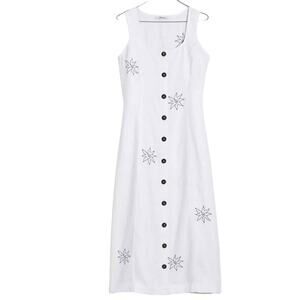 Madewell Button-Front Midi Dress in 100% Linen Size 0